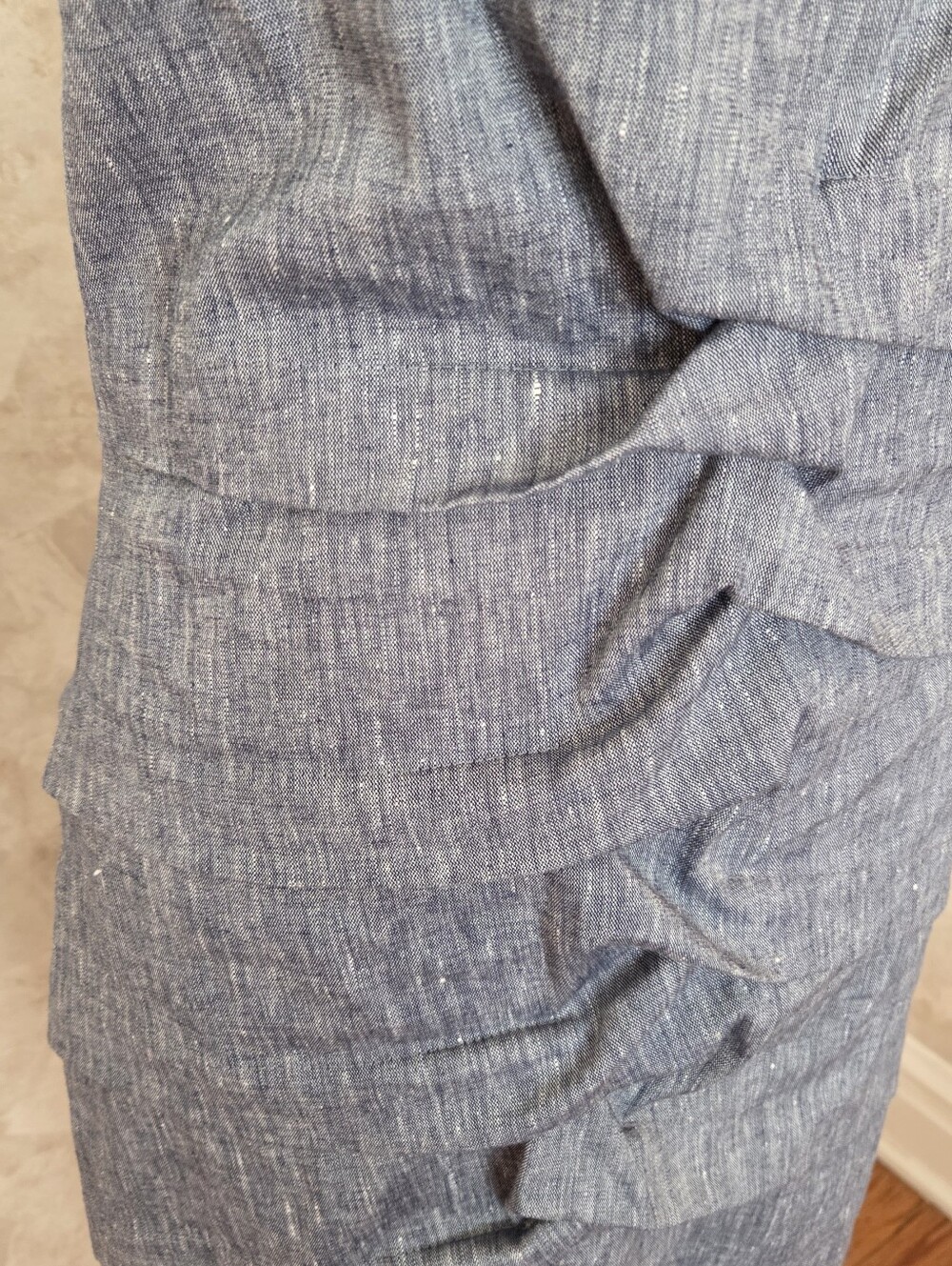 Nicole Miller Studio Linen Blend Ruched Sheath Dress Gray Structured Size 10 - Picture 6 of 15